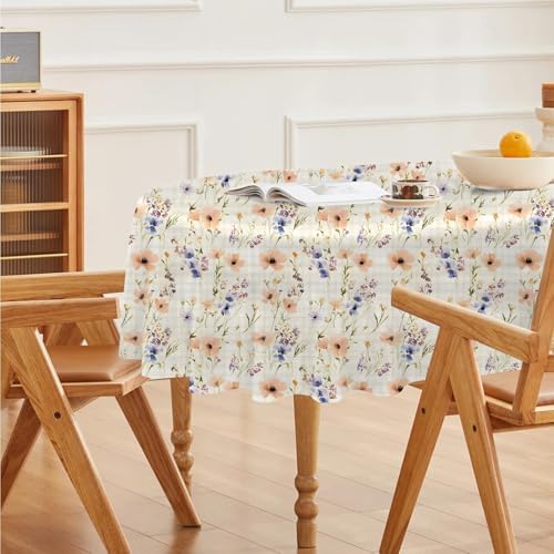 Floral Print Oval Table Cloth, Waterproof Duty Vinyl Plaid Botanical