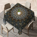 Gold Gray Mandala Pattern Square Tablecloth 52 x 52 Inch