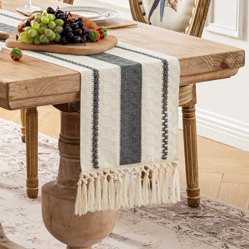 Fancy Homi Grey Table Runner 108 Inches Long Boho Macrame Table Runner