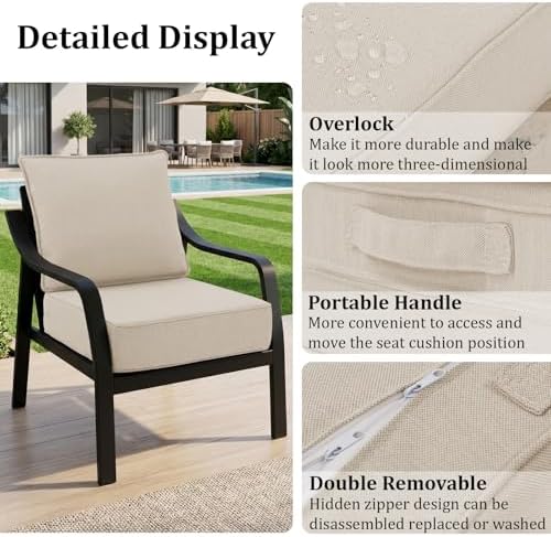 6" Thick Outdoor Chair Cushions, 24 x24 Inch Patio Furniture Cushions
