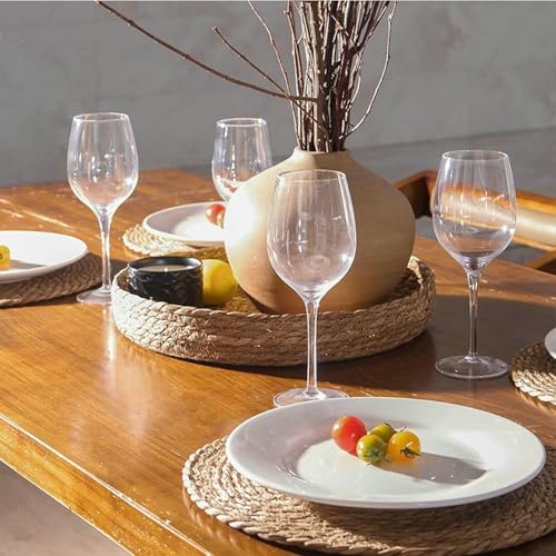 Dining Room Round Placemats Washable Set of 8, 14.97 Inches Khaki