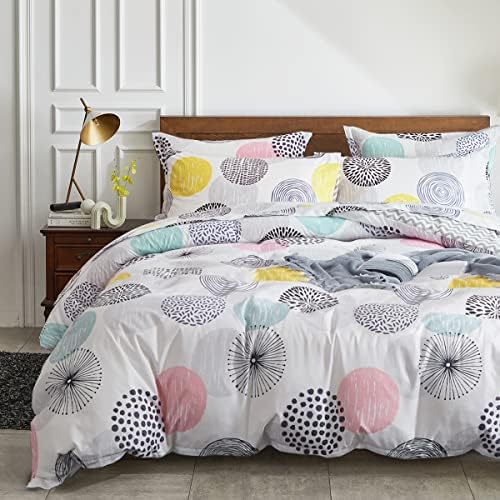 7 Pieces Comforter Sheet Set King Size Bed in a Bag - Colorful Dots