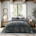 EverGrace Stripe Channel Luxury Velvet Quilt Set King Size, Charcoal