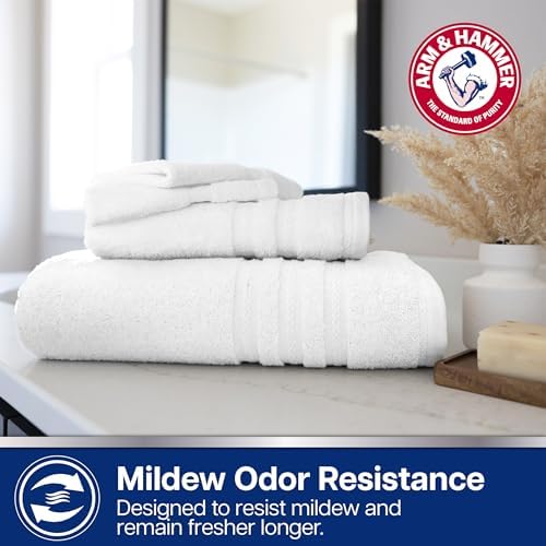 ARM & HAMMER Performance Towel Washcloth Set, 6 Piece, Light Grey