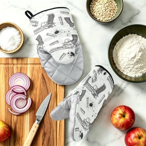 Dot Gray Oven Mitts and Pot Holders Set 2 Pack