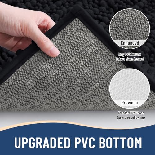Arotive Luxury Chenille Bathroom Rugs Set 2 Piece, 36x24+24x16, Black