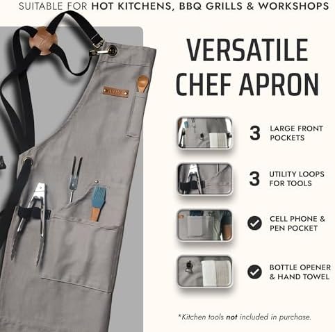 Asaya Chef and BBQ Apron with Bottle Opener and Hand Towel - 10oz