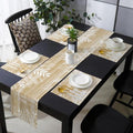 Vintage Tan Brown Table Runner and Placemats for Dining Table,Burlap
