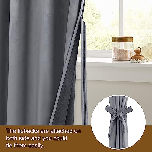 DWCN Velvet Curtains for Bedroom Living Room 2 Panels Grey