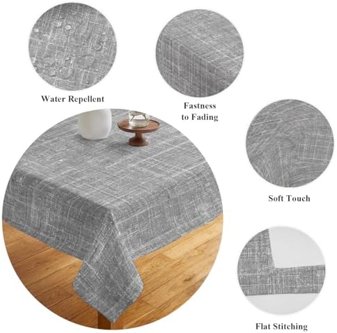 Grey Table Cloth, Farmhouse Vintage Gray Solid Color Modern Waterproof