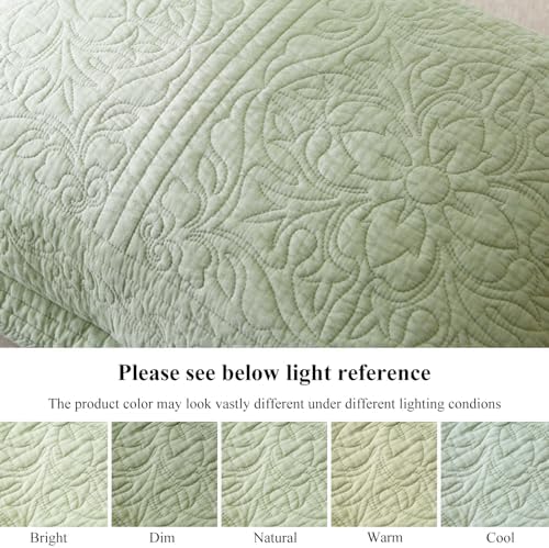 WINLIFE 100% Cotton Quilted Pillow Sham Floral Printed Pillow Cover