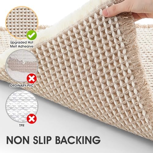 IM HOME Waffle Bath Mat Set 3 Piece Brown & Cream,Woven Modern Bath