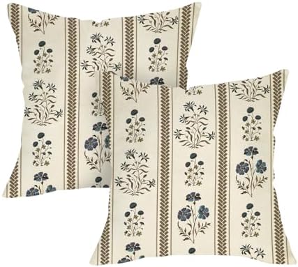Vintage Floral Decorative Throw Pillow Covers 18 x 18 Set of 2