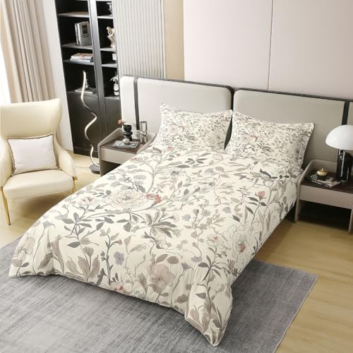Erosebridal Floral 100% Cotton Bedding Set Queen Groovy Flower Duvet