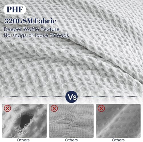 PHF Waffle Duvet Cover Twin/Twin XL, Soft & Breathable, 68"x90",Light