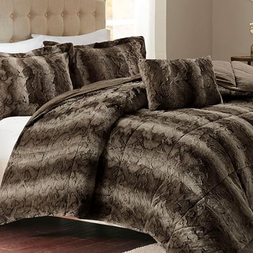 Madison Park Zuri Faux Fur Comforter Set All Season, King, 4 Piece