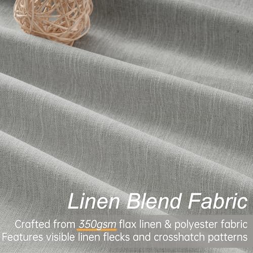 Topfinel Frost Grey Linen Curtains 84 Inches Long 2 Panels Set for