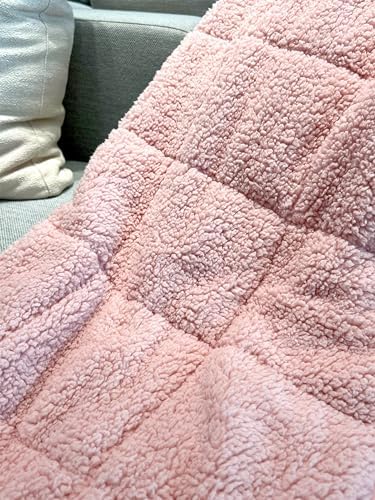 Sherpa Weighted Blanket for All Season,Both Sides Pink 10Lbs