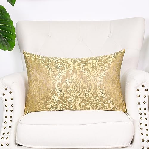 CaliTime Decorative Couch Throw Pillow Covers 20 X 12 Inches Gold