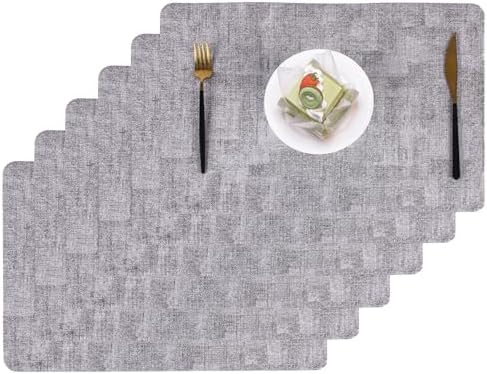 Place Mats Set of 6, Faux Leather Placemats Waterproof Oilproof, Stain
