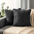 PAVILIA Soft Fluffy Sherpa Throw Pillow Covers Case, Black, 18x18 Set