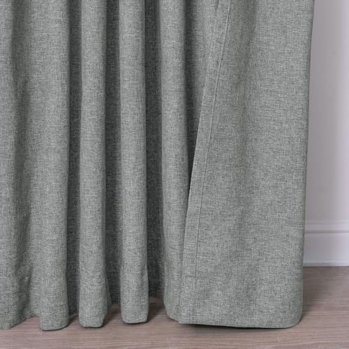Macochico 52" Wx108 L Pinch Pleated Linen Curtains 100% Light Blocking