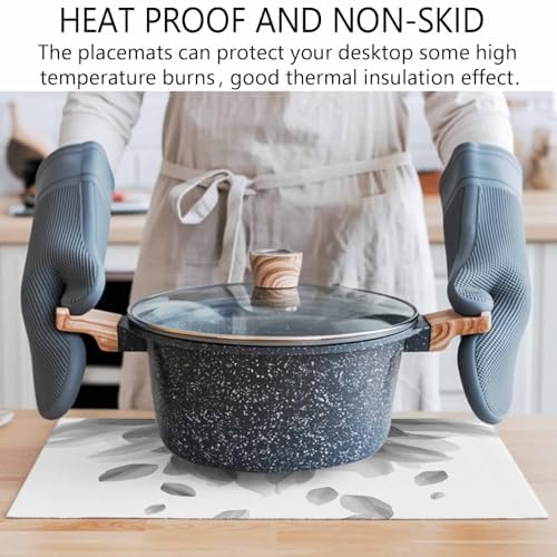Placemats Set of 8, Modern Grey Cotton Linen Place Mats, Gradient