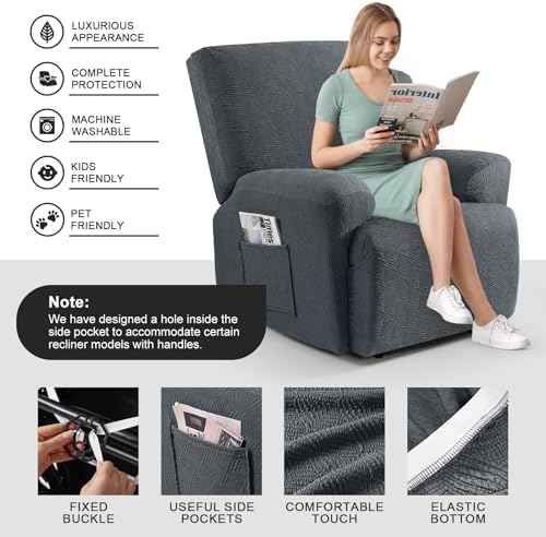 Timeles Stretch Recliner Covers, Gray