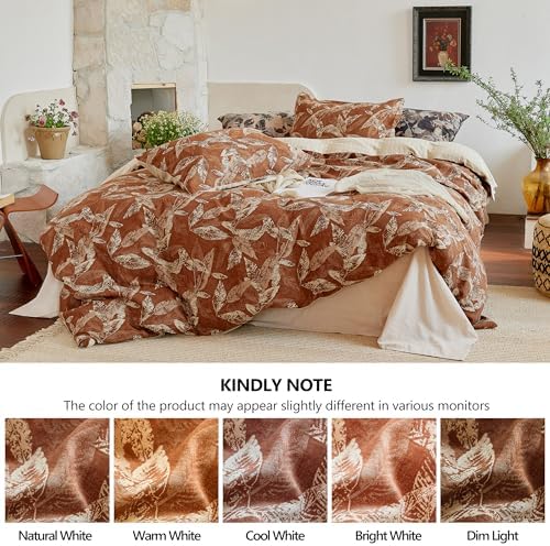 Simple&Opulence Muslin Duvet Cover Set Queen Size, 100% Washed Cotton