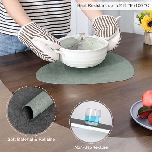 Faux Leather Placemats Set of 6, Dual Sided with Drink Coasters