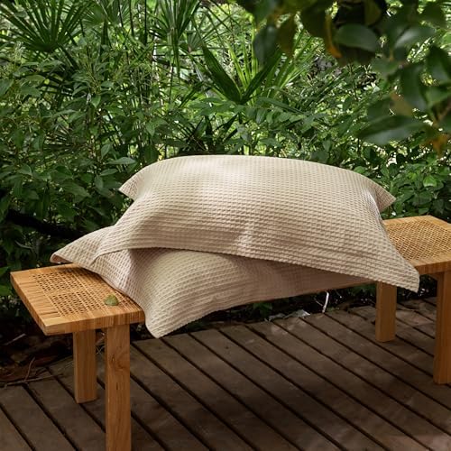 CHUFFED 100% Cotton Waffle Weave Pillowcases 2 Pack King Size, 20x36