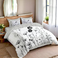Minimalist Ink Painting Reversible Duvet Cover - Wildflowers and