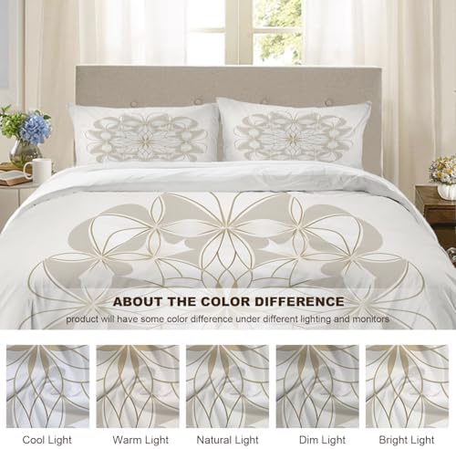 Floral Pattern 100% Cotton Duvet Cover Set Queen Size, Circular