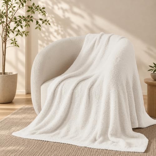 Monbix Soft Throw Blanket for Couch-Cozy Reversible Knitted Blankets