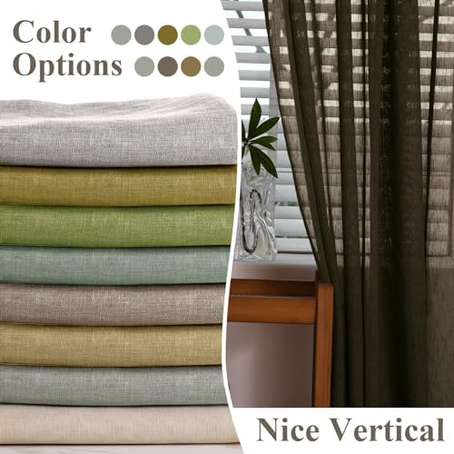 Frelement Light Filtering Window Treatments Linen Sheer Window Curtain