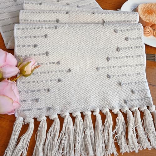 Boho Table Runner with Tassel for Kitchen Dining 72 Inch Long Rustic