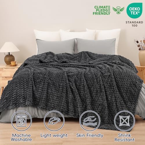 Ultra Soft Flannel Fleece Blanket King Size, 3D Jacquard Lightweight