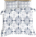 Grey Floral Duvet Cover King Size, Vintage Flower Comforter Cover 104"