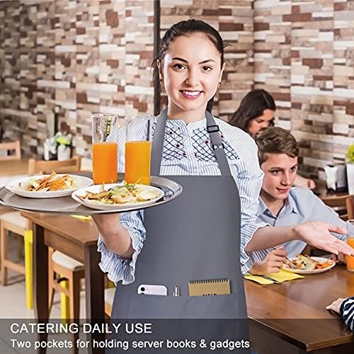 Jubatus 2 Pack 100% Cotton Aprons with 2 Pockets Cooking Chef Kitchen