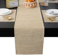 Table Runner and Placemats Set of 6 Beige Linen Weave Texture Table