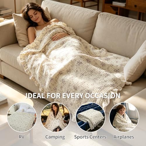 Bedding Smoke Gray 100% Cotton Blanket [Queen Size - 90x90 Inch]
