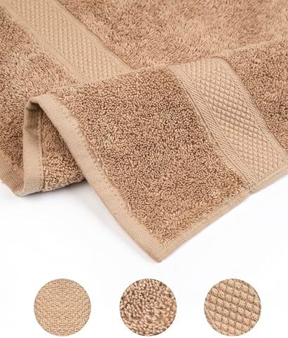 Pleasant Home Bath Towels Set of 6 (24” x 50”) 100% Cotton, Neutral