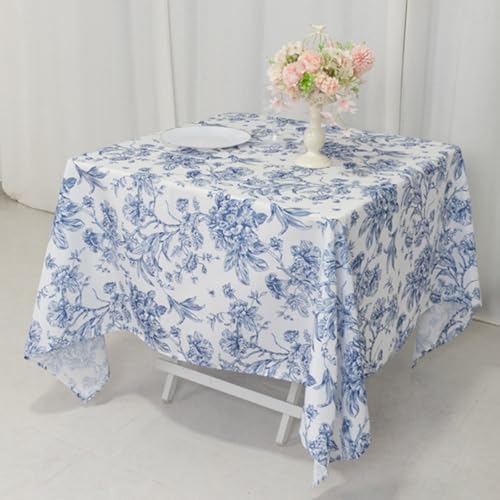 Efavormart Polyester Square Tablecloth 70"x70" White with Blue French