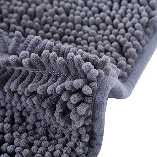 2 Piece Chenille Bath Mat Set - Anti Slip, Water Absorbent, Machine
