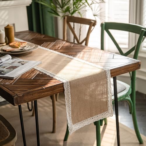 Table Runner 108 Inches Long, Cotton Linen Decorative Table Runners