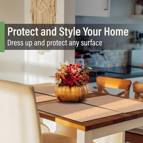 RIMONA'S Heat Resistant Cork Placemats Set of 4, Water Resistant