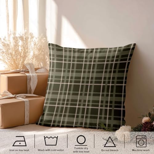 Gray Green Brown Cream Throw Pillow Covers, Trendy Modern Scottish