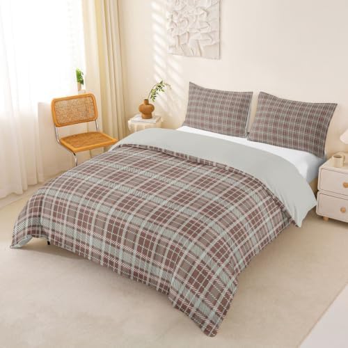 Homewish Buffalo Plaid Kids Duvet Cover Set King Size,Geometric