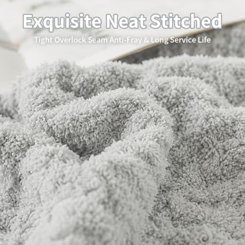 Waffle Throw Blanket, Soft Plush, 60x80 in, Light Grey