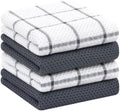 Homaxy 100% Cotton Waffle Weave Kitchen Towels 4-Pack, Dark Grey